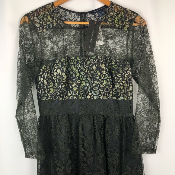 French Connection Molly Lace Fit & Flare Dress - Size 6 - Picture 3 of 16